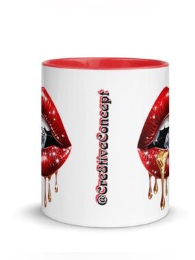 One Custom “Red Diamond Graphic Lips” Mug - 11oz Ceramic Hand-Crafted Mug